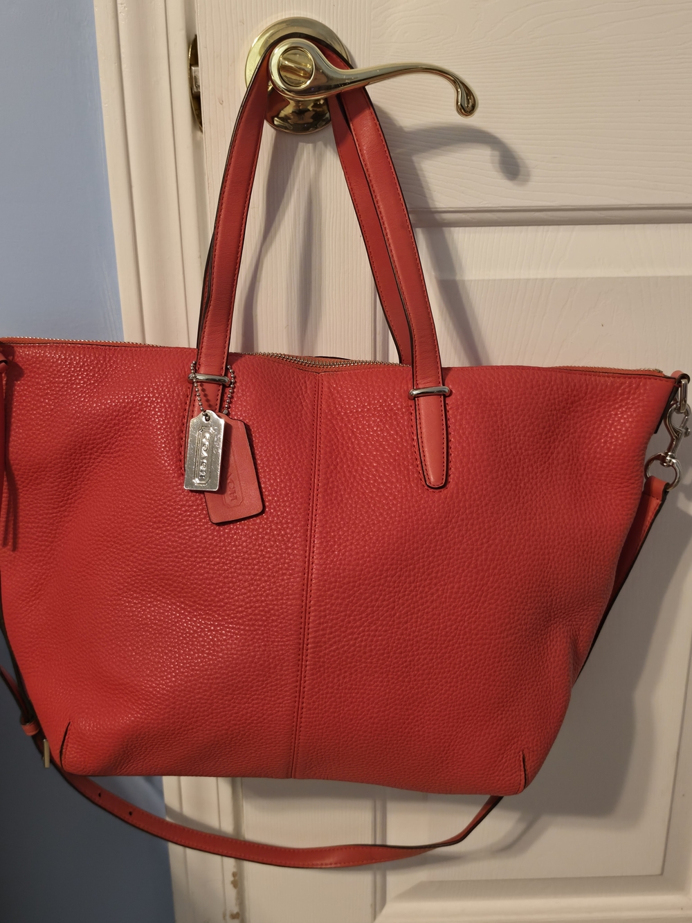 Coach Pebbled Leather Tote Bag with Shoulder Strap